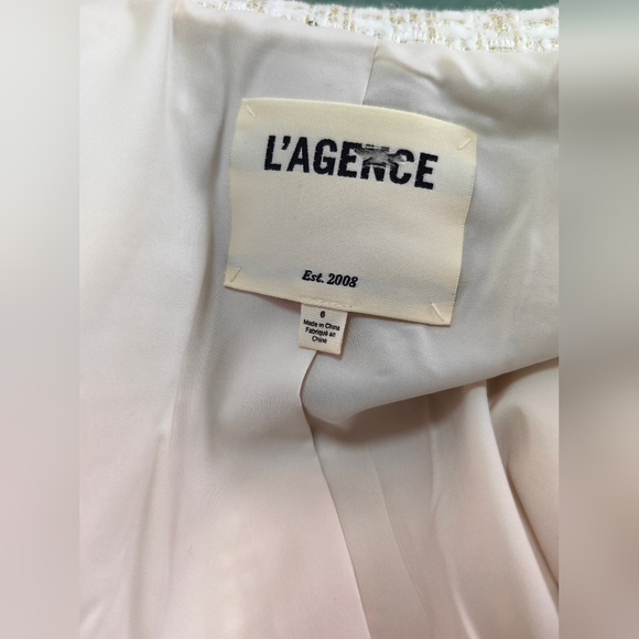 L'AGENCE Brooke double-breasted metallic cotton-blend bouclé-tweed blazer - Picture 14 of 15